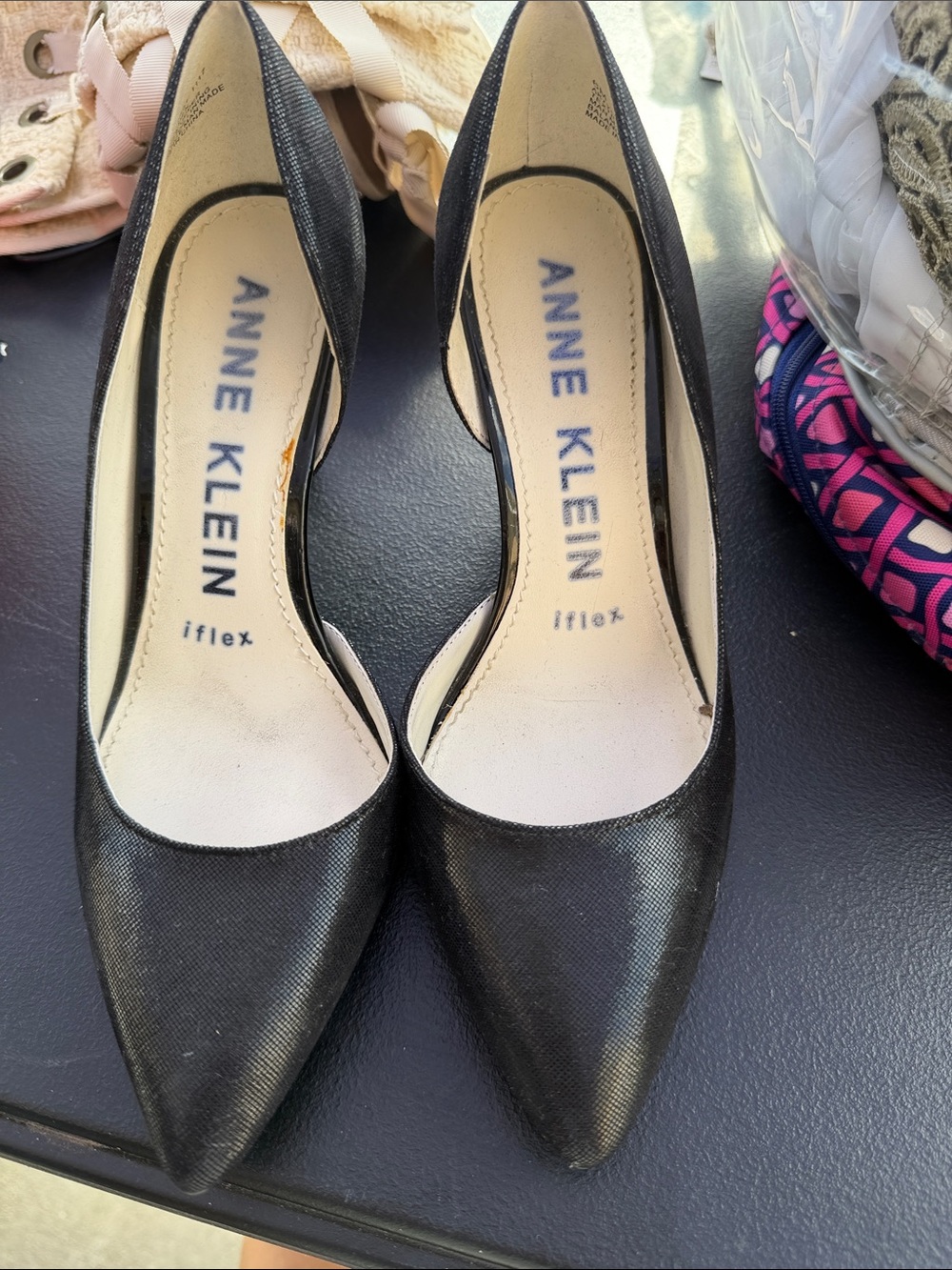Anne Klein Black Pointed D'Orsay Heels